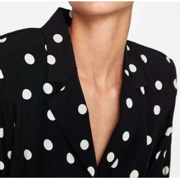 ZARA SHOULDER PADS POLKA DOT JUMPSUIT - Picture 4 of 10